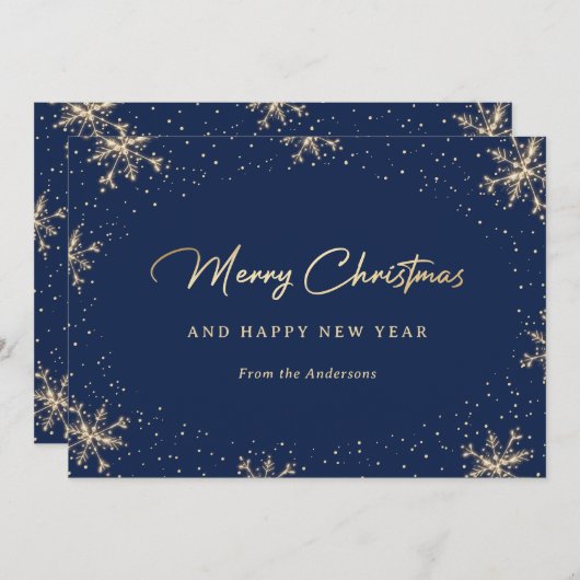 スパークリススノーフレークブルーと金ゴールド シーズンカード (正面/裏面)