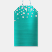 スパークリダイヤモンド紙吹雪ターコイズホイルサンキュー ギフトタグ (裏面)