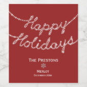 スパークリハッピーホリデーズワインラベルレッド ワインラベル (シングルラベル)