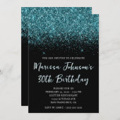 スパークリハンターグリーングリッターブラック30歳の誕生日 招待状 (正面/裏面)
