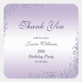 スパークリパープルグリッター装飾誕生日 スクエアシール