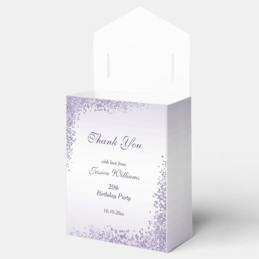 スパークリパープルグリッター装飾誕生日 フェイバーボックス (オープン)