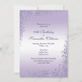 スパークリパープルグリッター装飾誕生日 招待状 (正面)