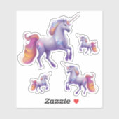 スパークリパープルユニコーンレインボーグリッターセット シール (シート)