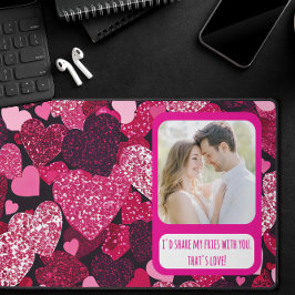 スパークリピンクハート共有マイフリース デスクマット