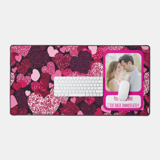 スパークリピンクハートI文字すぐに戻る デスクマット (キーボード&マウス)