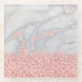 スパークリピンクローズボヘミアンマーブル金ゴールド ガラスコースター (正面)