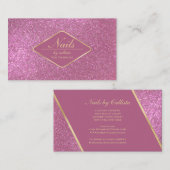 スパークリベリーピンク金ゴールドグリッターメイクアップ爪、 ネイルラッシュ 名刺 (正面/裏面)