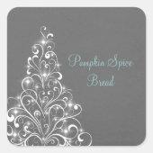 スパークリホリデーツリーベーキングステッカーズグレー スクエアシール (正面)