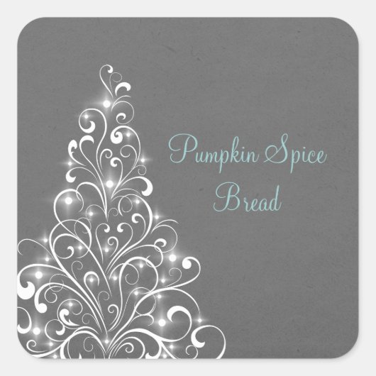スパークリホリデーツリーベーキングステッカーズグレー スクエアシール (正面)