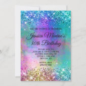 スパークリマーメイドグリッターフォイル30th誕生日 招待状 (正面)