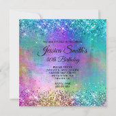 スパークリマーメイドグリッターフォイル40th誕生日 招待状 (正面)