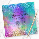 スパークリマーメイドグリッターフォイル40th誕生日 招待状<br><div class="desc">40歳ガーリーのコンテンポラリー誕生日の招待状。コーディネートフェイク光沢のあるブラッシュメタルフェイクフォイルの着色されたフォトスタイルイメージに対するキラキラしたマーメイドのグリッター。モノグラファンシームの書道と文字はパーソナライズされた可能でカスタマイズある。このデザインのすべての輝きと輝きモダンはガーリー、印刷されたデジタルグラフィックスで作成される。主な色グラデーション：ホットピンクの金ゴールド、ピ淡い色のン、アクア、ティール（緑がかった色）、ブルーとターコイズ。</div>