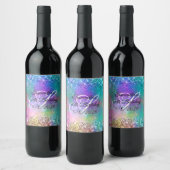 スパークリマーメイドグリッターフォイル50誕生日 ワインラベル (ボトル)