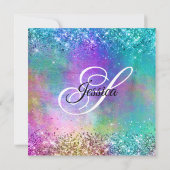 スパークリマーメイドグリッターフォイル50誕生日 招待状 (裏面)