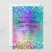 スパークリマーメイドグリッターフォイル50誕生日 招待状 (正面)