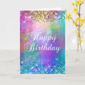 スパークリレインボーマーメイドグリッターハッピーバースデー カード (黄色い花)
