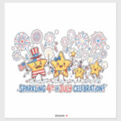 スパークリングな7月4日お祝い シール (シート)