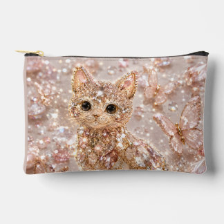 スパークリングクリスタル かわいい猫のデザイン トイレタリーバッグ アクセサリーポーチ