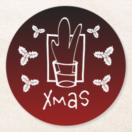 スパークリングクリスマスグラス ラウンドペーパーコースター