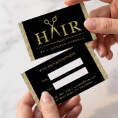 スパークリングゴールドラメ ヘアサロン予約カード 予約カード