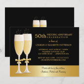 スパークリングシャンパン 50周年結婚記念日パーティー 招待状 (正面/裏面)