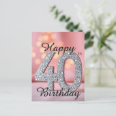 スパークリングシルバーとボケライト 40歳の誕生日 ポストカード (スタンド正面)