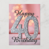 スパークリングシルバーとボケライト 40歳の誕生日 ポストカード (正面)