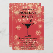スパークリングスノーフレークカクテル ホリデーパーティー 招待状 (正面/裏面)