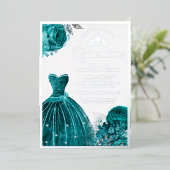 スパークリングドレス ティールローズのキンバランセラ 箔招待状 (立ち正面)