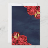スパークリングドレス 赤いバラ ネイビー ゴールド キンチェアニエラ 招待状 (裏面)
