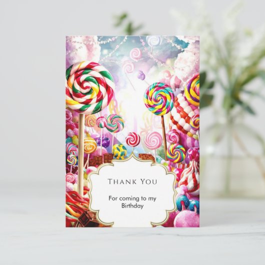 スパークリングパステルキャンディーランドバースデー サンキューカード (スタンド正面)