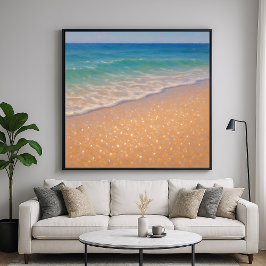 スパークリングビーチ - パステル画の海景画 ポスター