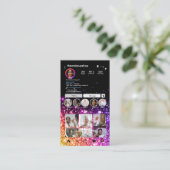 スパークリングピンクのラメ入りInstagramネイル技術QRコード 名刺 (スタンド正面)