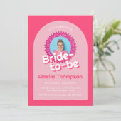 スパークリングピンクグリッター ブライダルシャワー バチェロレッテ 招待状 (スタンド正面)