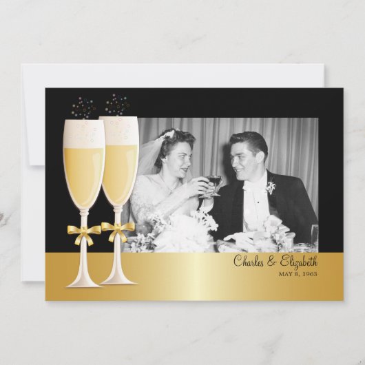 スパークリングフォト 50周年結婚記念日パーティー 招待状 (正面)