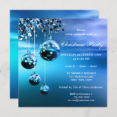 スパークリングブルーのモダンなクリスマスパーティー招待状 招待状 (正面/裏面)