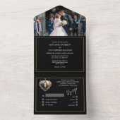 スパークリングワインのカップル写真が誓いを更新、美しいデザインの招待状 オールインワン招待状 (内側)