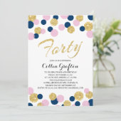 スパークリング グリッター コンフェッティ | 40歳の誕生日 招待状 (スタンド正面)