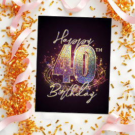 スパークリング ディスコ モザイク 40歳の誕生日お祝い ポストカード