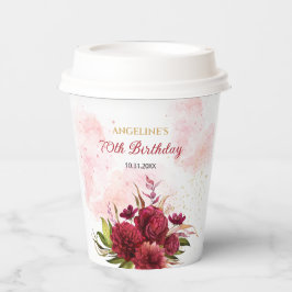 スパークリング バースデー ワインレッド ダリア ローズ 紙コップ