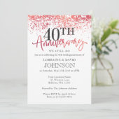 スパークリング ピンク レッド 40周年結婚記念日 招待状 (スタンド正面)