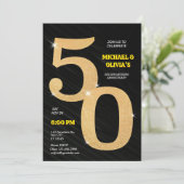 スパークリング ブラック＆ゴールド 50周年 ゴールデンアニバーサリー 招待状 (スタンド正面)