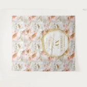 スパークリング ブラッシュ アイボリー ゴールド バースデー フォトブース タペストリー (正面(横))