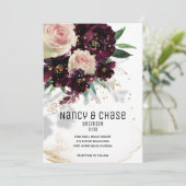 スパークリング ブラッシュ & ボルドー ウェディング 招待状 (スタンド正面)