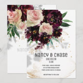 スパークリング ブラッシュ & ボルドー ウェディング 招待状 (正面/裏面)