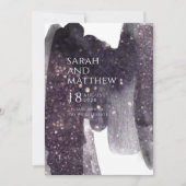 スパークリング プラム ウォーターカラー ブラシストローク ウェディング インビ 招待状 (正面)