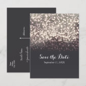 スパークリング ライツ ロマンチック グレー ウェディング セーブ デート 案内ポストカード (正面/裏面)