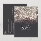 スパークリング ライツ ロマンティック グレー モダン ウェディング RSVP インビテーションポストカード (正面/裏面)