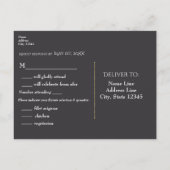 スパークリング ライツ ロマンティック グレー モダン ウェディング RSVP インビテーションポストカード (裏面)